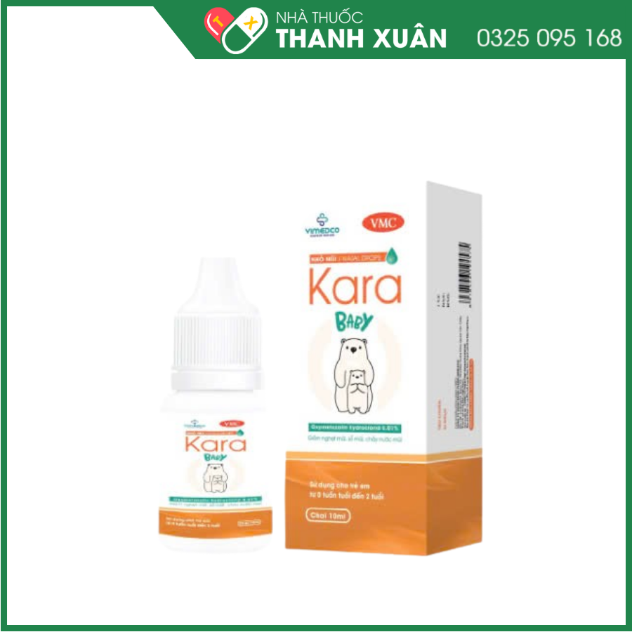 Nhỏ mũi Kara Baby giảm nghẹt mũi, sổ mũi